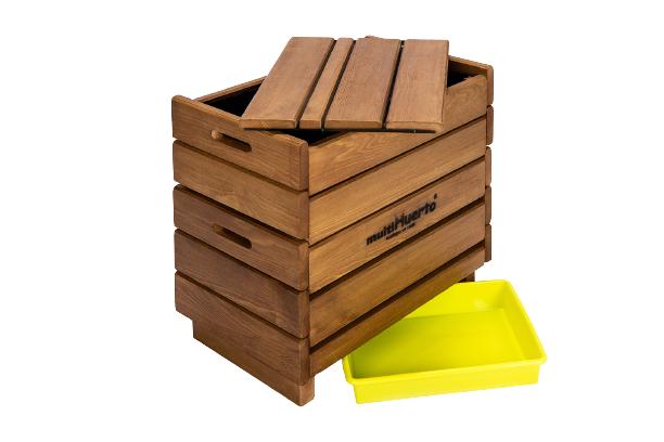 Vermicompostador Frutero completo: fronto lateral con tapa cruzada
