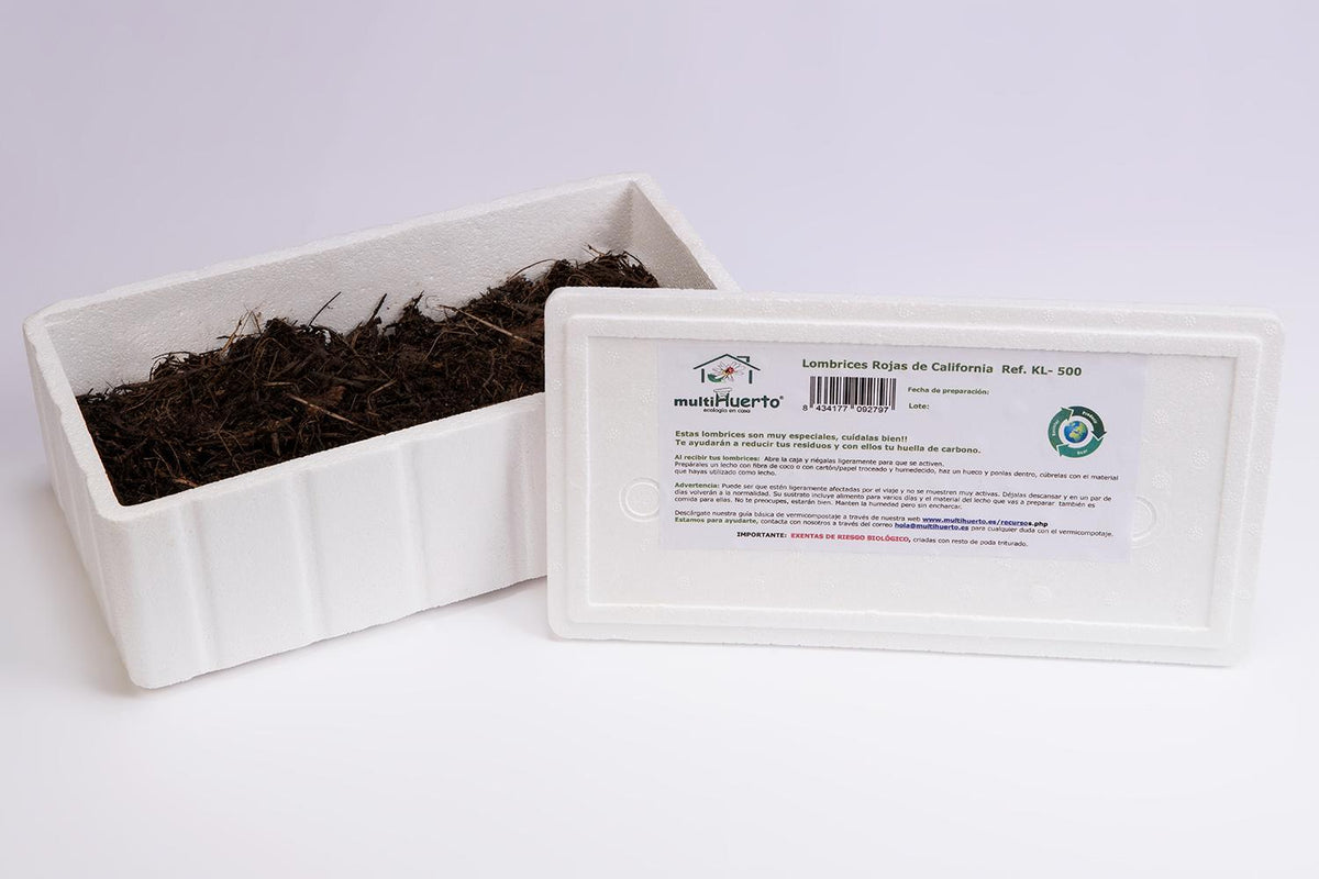 Pack Frutero sencillo: la caja de lombrices abierta